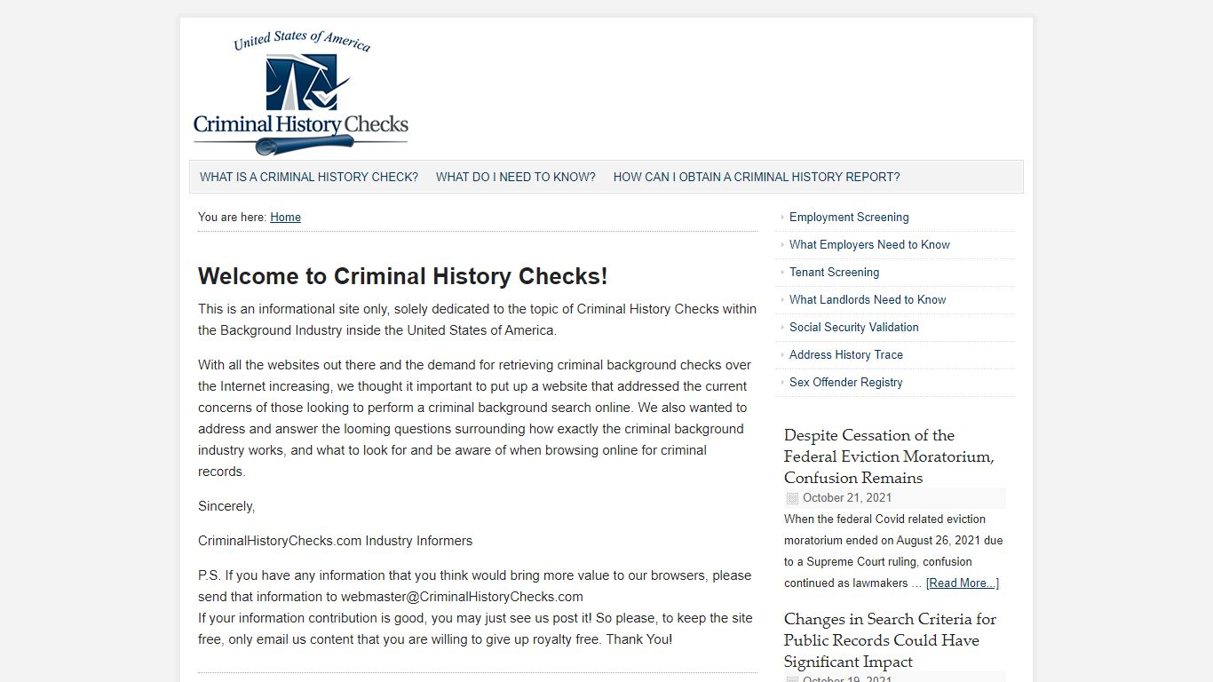 Criminal History Checks and the Background Screening Industry - Court ...